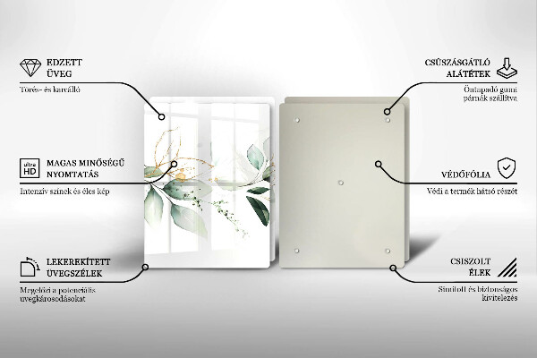 Skleněná krájecí deska Akvarel listy