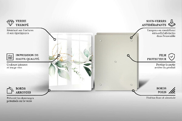 Skleněná krájecí deska Akvarel listy