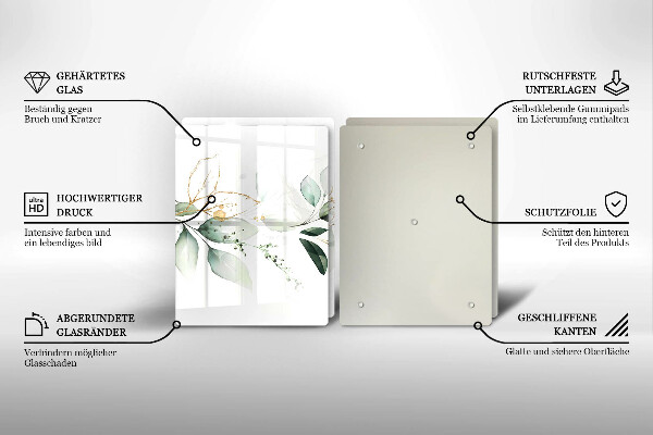 Skleněná krájecí deska Akvarel listy