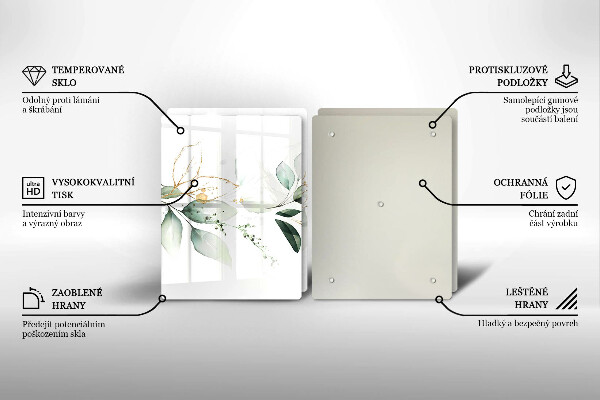 Skleněná krájecí deska Akvarel listy