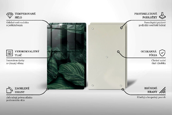 Skleněná krájecí deska Tmavé listy