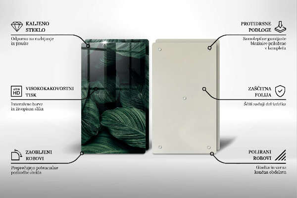 Skleněná krájecí deska Tmavé listy