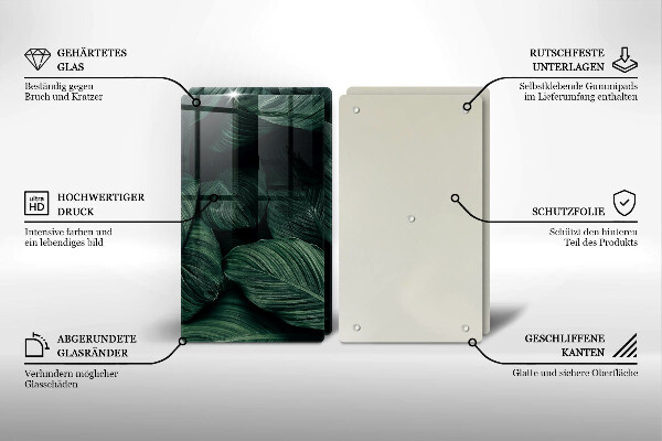 Skleněná krájecí deska Tmavé listy