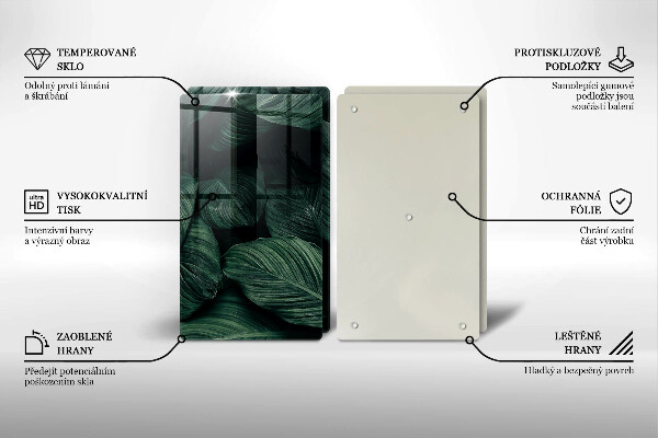 Skleněná krájecí deska Tmavé listy