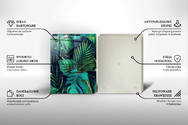 Skleněná krájecí deska Ilustrace listí džungle