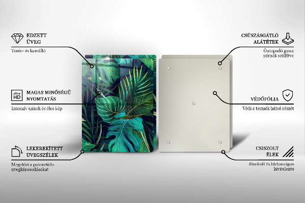 Skleněná krájecí deska Ilustrace listí džungle