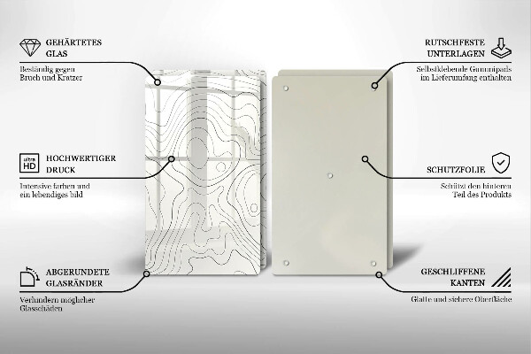 Skleněná krájecí deska Line art design