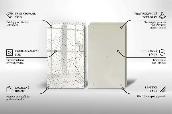 Skleněná krájecí deska Line art design