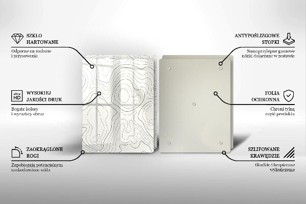 Skleněná krájecí deska Line art design