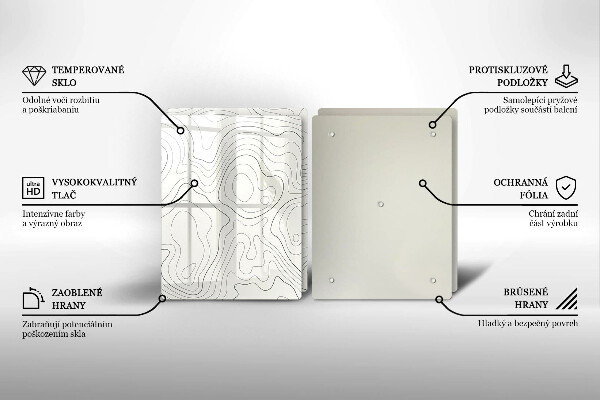 Skleněná krájecí deska Line art design