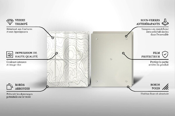 Skleněná krájecí deska Line art design