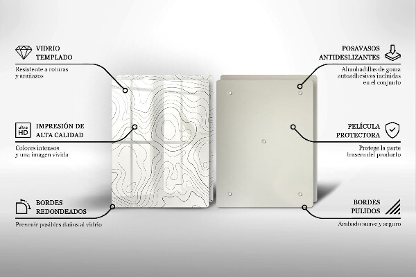 Skleněná krájecí deska Line art design