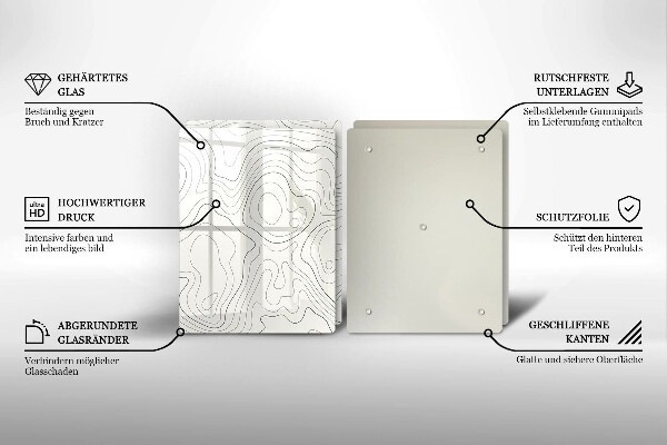 Skleněná krájecí deska Line art design