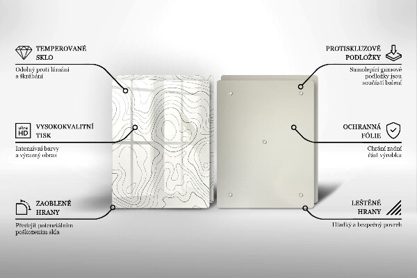 Skleněná krájecí deska Line art design