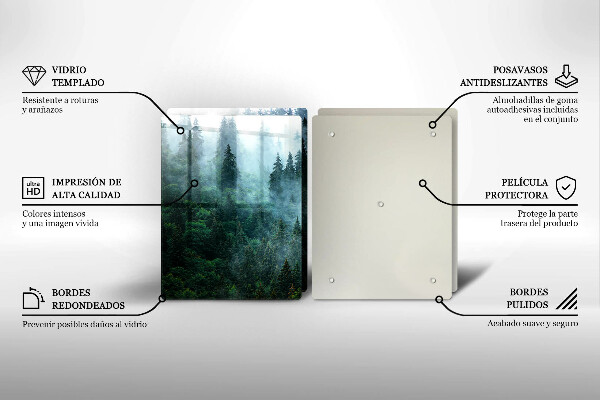 Skleněná krájecí deska Les v mlze