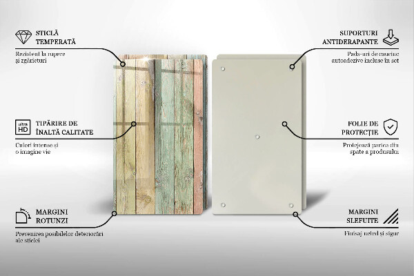 Skleněná krájecí deska Barevné vintage desky