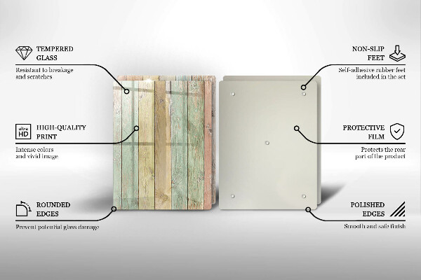 Skleněná krájecí deska Barevné vintage desky