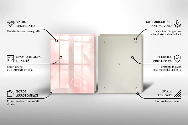 Skleněná krájecí deska Pozadí pastelových růží