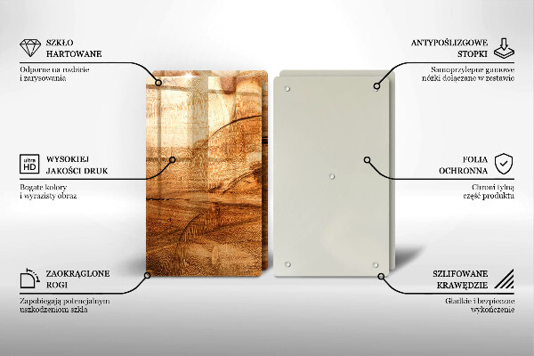 Skleněná krájecí deska Dřevěná deska textura