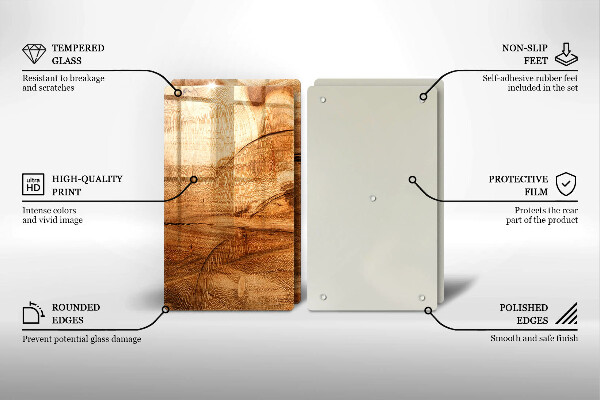 Skleněná krájecí deska Dřevěná deska textura