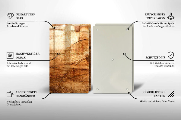 Skleněná krájecí deska Dřevěná deska textura