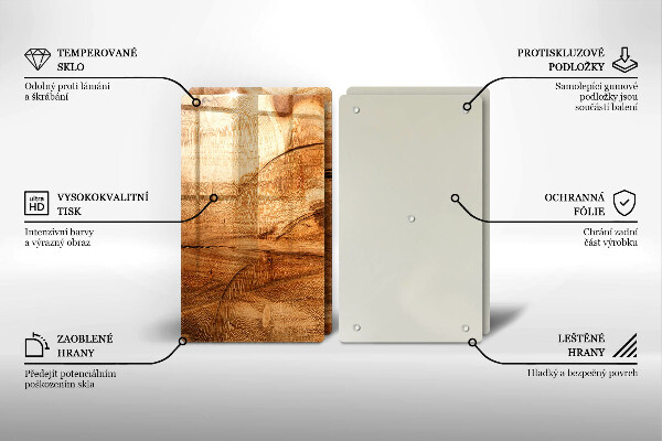 Skleněná krájecí deska Dřevěná deska textura