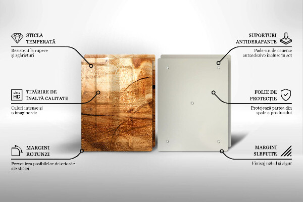 Skleněná krájecí deska Dřevěná deska textura