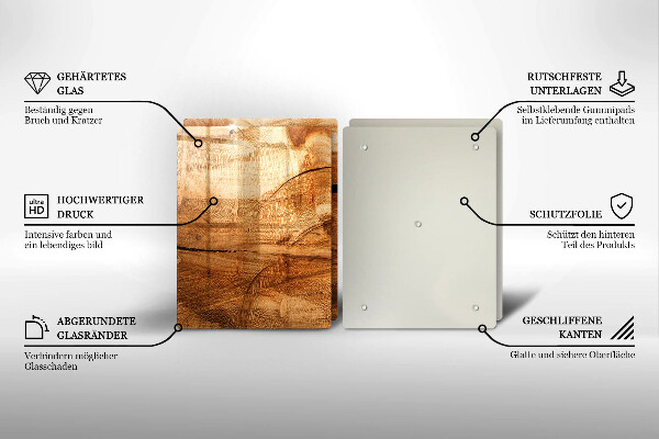 Skleněná krájecí deska Dřevěná deska textura