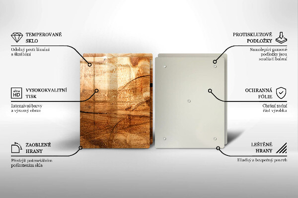 Skleněná krájecí deska Dřevěná deska textura