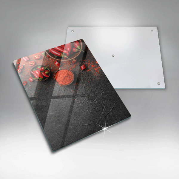 Skleněná deska do kuchyně Červené chilli papričky