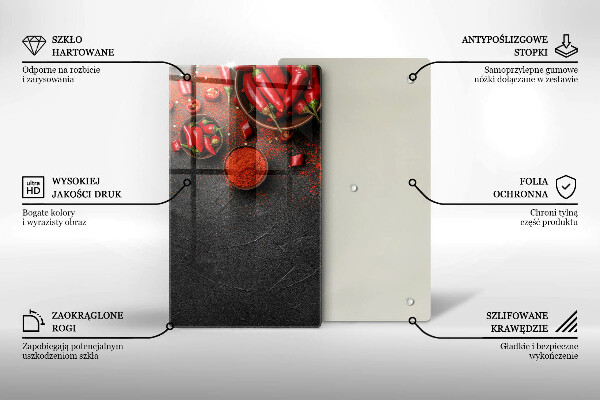 Skleněná deska do kuchyně Červené chilli papričky