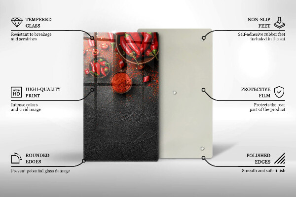 Skleněná deska do kuchyně Červené chilli papričky