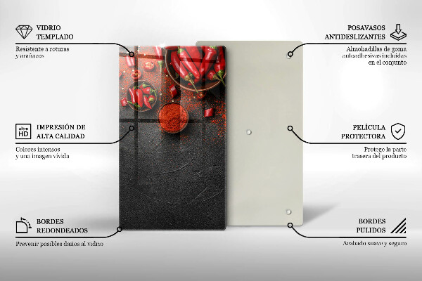 Skleněná deska do kuchyně Červené chilli papričky