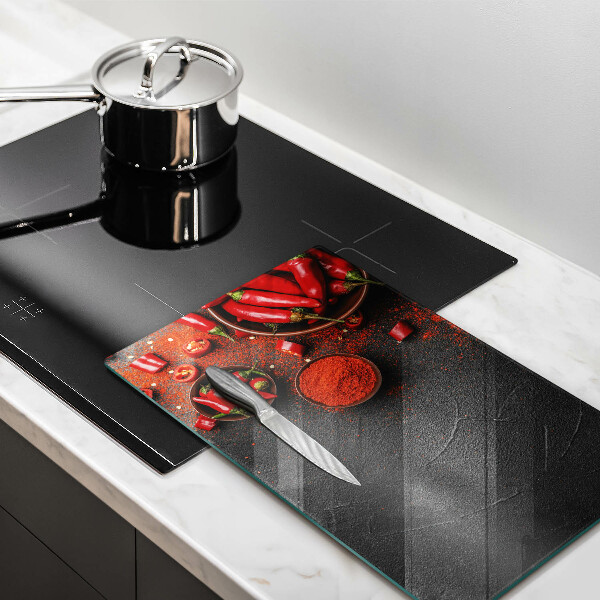 Skleněná deska do kuchyně Červené chilli papričky