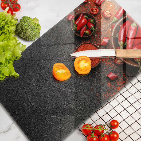 Skleněná deska do kuchyně Červené chilli papričky