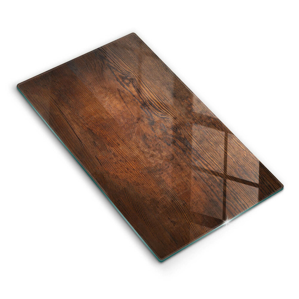 Skleněná deska do kuchyně Deska z tmavého dřeva