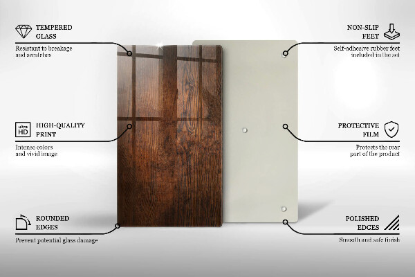 Skleněná deska do kuchyně Deska z tmavého dřeva