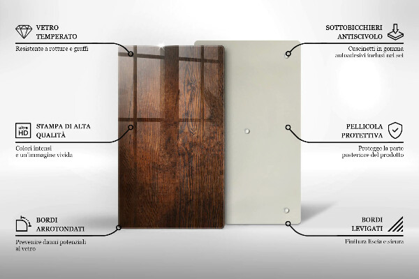 Skleněná deska do kuchyně Deska z tmavého dřeva