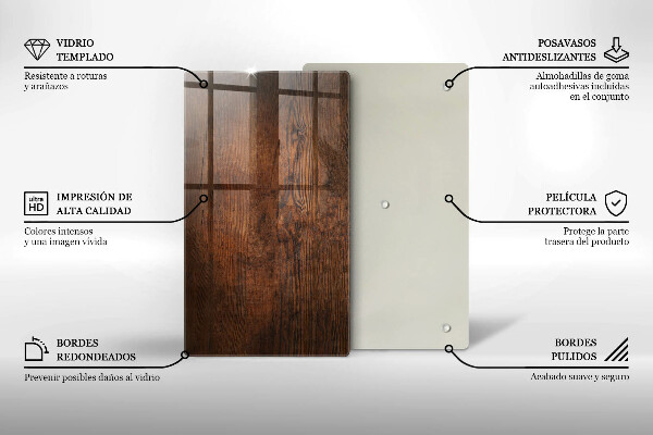 Skleněná deska do kuchyně Deska z tmavého dřeva