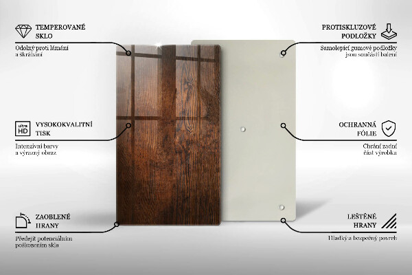 Skleněná deska do kuchyně Deska z tmavého dřeva