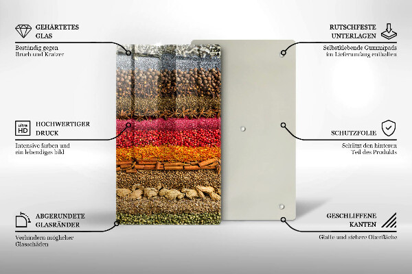 Skleněná krájecí deska Barevné koření