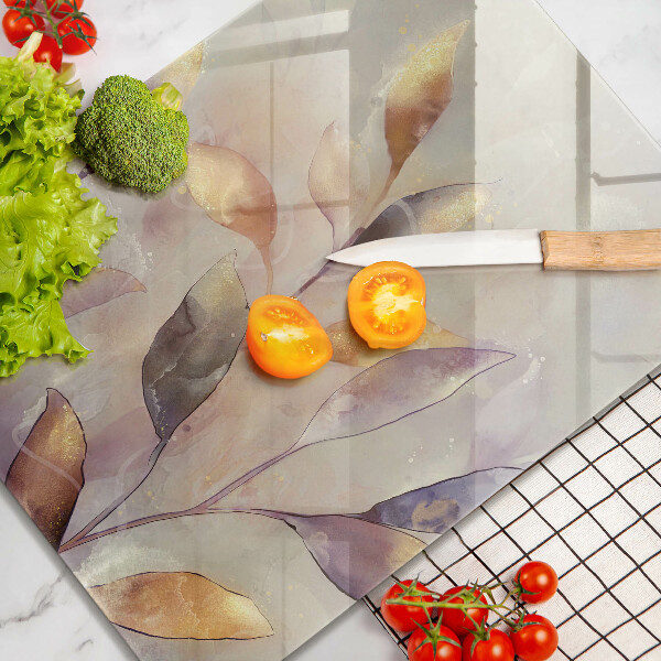 Skleněná deska do kuchyně Malované boho listy