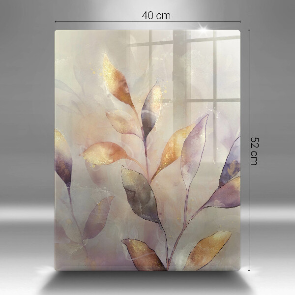 Skleněná deska do kuchyně Malované boho listy