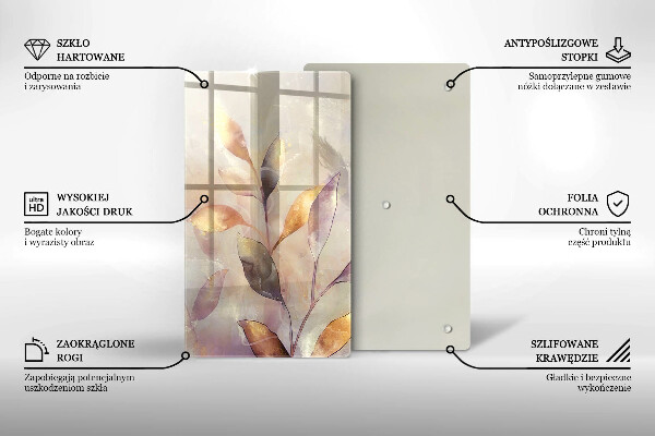 Skleněná deska do kuchyně Malované boho listy