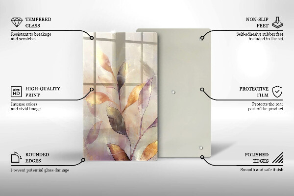 Skleněná deska do kuchyně Malované boho listy