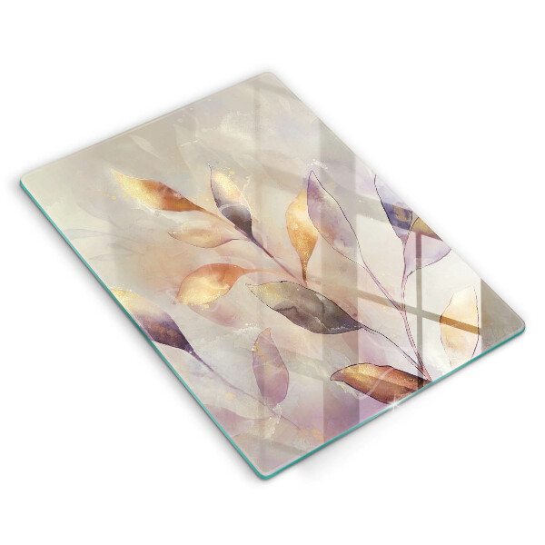 Skleněná deska do kuchyně Malované boho listy