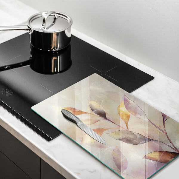 Skleněná deska do kuchyně Malované boho listy