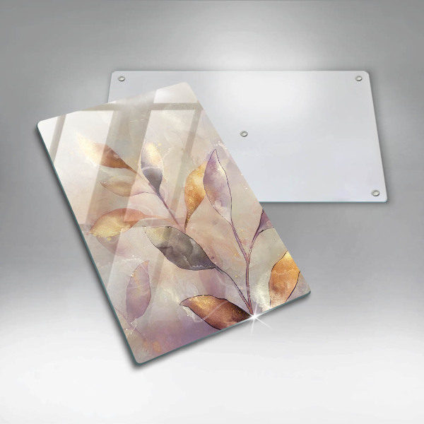 Skleněná deska do kuchyně Malované boho listy