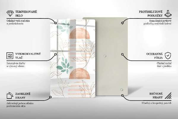 Skleněná deska do kuchyně Boho listy vzor