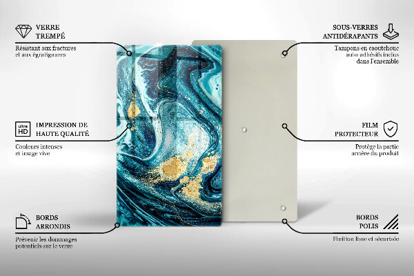 Skleněná krájecí deska Modré zlato abstrakce